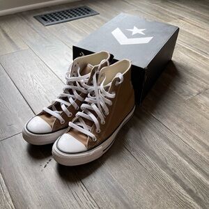 Converse High-Top Sneakers in Brown and White